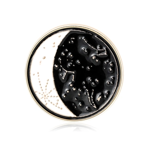 Creative alloy enamel star moon brooch pin for suits with black night sky pattern