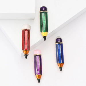 Broche en Forme de Crayon Créative Émail Alliage Pin de Revers Bijoux de Corsage pour Costumes Chemise Femmes Hommes