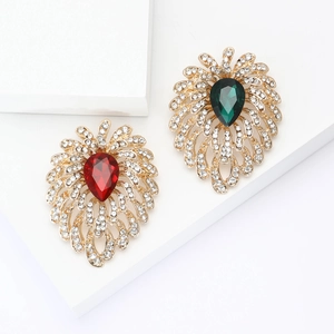 Luxury Alloy Rhinestone Fireworks Brooch Elegant Pear Shaped Gemstone Corsage Pin For Women Suits Cardigan Jewelry Accessories