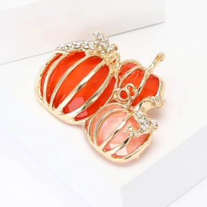 Elegant pumpkin alloy brooch with orange and pink crystals for stylish women's suits
