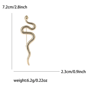 Broche serpent dorée vintage avec texture d'écailles, taille 7,2 cm par 2,3 cm