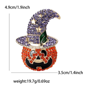 Exquisite pumpkin wizard brooch with colorful rhinestones for Halloween suit decor