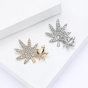 Squisita Spilla a Doppia Foglia di Acero in Lega con Strass per Donna Elegante Serie Piante Spilla per Vestiti Gioielli
