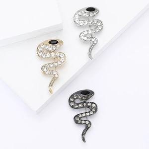 Exquisite Alloy Rhinestone Snake Brooch For Women Men Fashion Animal Shape Inlaid Pin Accessory Jewelry