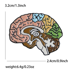 Creative anatomical brain enamel brooch in vibrant colors with 3.2cm width dimensions