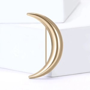 Elegant gold crescent moon brooch with high-polished mirror finish for women suits