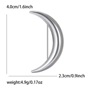 Elegant silver polished moon brooch for women suits with size and weight dimensions