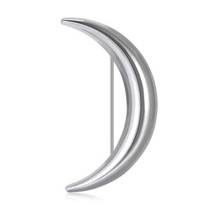 Elegant polished silver crescent moon brooch for women suits and coats accessory