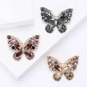 Squisita Spilla a Farfalla in Lega Cava Intarsiata con Strass Corsage per Donna Accessori Moda Gioielli Abbigliamento Spille Regalo