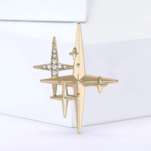 Broche élégante multi-étoiles dorée avec strass pour accessoires de costume de luxe
