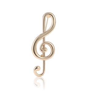 Broche note de musique Clé de Sol dorée et polie pour costumes avec reflet miroir