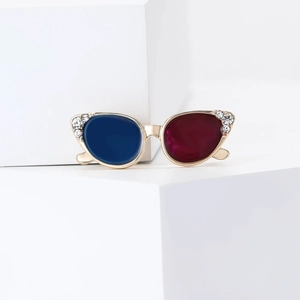 Broche de Lunettes de Soleil à la Mode en Alliage Émail Goutte d'Huile Strass Épinglette Lunettes Créatives Bijoux Cadeau Unisexe