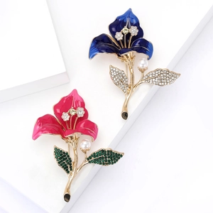 Élégante Broche Fleur de Crabapple en Alliage Avec Émail Strass Künstliche Perle Épingle de Corsage pour Femme Bijoux de Costume Manteau
