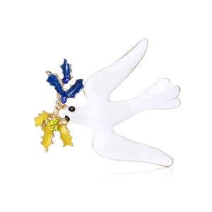 Spilla in Lega Smaltata a Forma di Colomba per Donna Elegante Spilla Peace Dove con Decorazione in Strass Accessorio di Moda Regalo