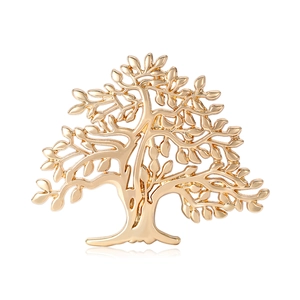 Elegant gold-plated alloy money tree brooch with intricate leaf details for suits