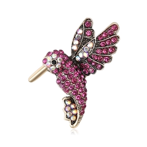 Alloy Rhinestone Hummingbird Brooch For Women Sparkling Bird Lapel Pin Fashion Jewelry For Suit Sweater Wedding Party Gift
