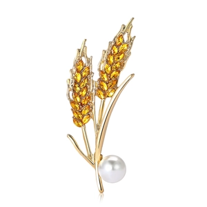 Élégante Broche en Alliage Épi de Blé Avec Künstliche Perle et Strass Incrustés Bijoux de Mode pour Femmes Costumes Pull Broche