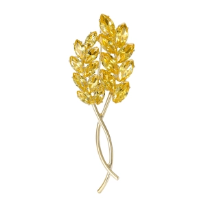 Broche Épi de Blé en Alliage Élégante pour Femmes Mode Strass Incrusté Corsage pour Mariage Fête Costume Robe Accessoires Bijoux Cadeau
