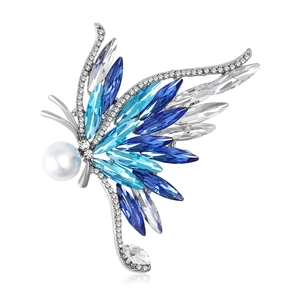 Broche Papillon en Alliage de Luxe avec Cristaux et Strass Incrustés Décoration de Künstliche Perles pour Femme Mariage Fête Élégant
