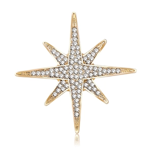Elegant Alloy Rhinestone Octagram Brooch For Women High Quality North Star Pin Fashion Jewelry Wedding Banquet Accessory