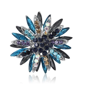 Mode Legierung Strass Sonnenblume Brosche Elegante Blumen Anzug Reversnadel Bunte Eingelegte Kristall Korsage Schmuck Für Damen