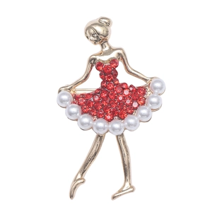 Elegante Spilla a Forma di Ragazza di Balletto In Lega Con Strass e Künstliche Perle Sintetiche Spilla Ballerina per Donna Regalo Gioiello Festa Matrimonio