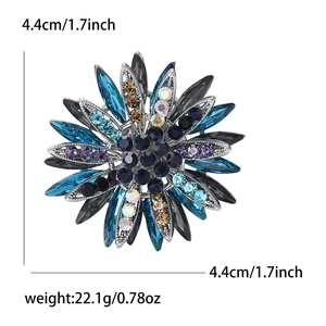 Modische bunte Strass-Sonnenblumen-Brosche aus Silberlegierung für Damen-Kleider
