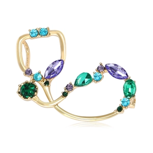 Broche Stéthoscope Créative en Alliage avec Strass pour Femmes Hommes Professionnels Médicaux Accessoire de Bijoux Cadeau