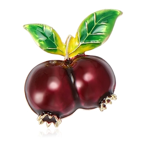 Fashion Pomegranate Enamel Alloy Brooch Fruit Pin For Women Elegant Drip Oil Red Green Plant Suit Brooch Jewelry Accessory
