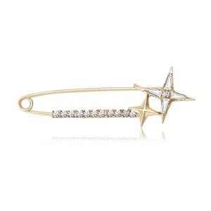 Broche Épingle de Sûreté en Alliage Strass Étoile à Quatre Branches Design de Niche Élégant Corsage Bijoux Accessoires Pour Femmes