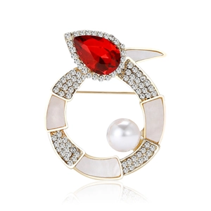 Eleganter Legierung Brosche Mit Birnenform Edelstein Und Künstliche Perlen Strass Akzenten Geometrischer Schmuck Pin Für Damen Anzug