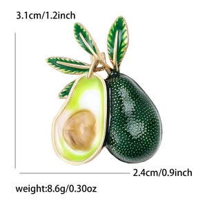 Jolie broche avocat en émail et alliage pour accessoires de manteaux et chemises