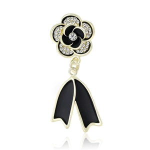 Luxury Alloy Camellia Flower Brooch For Women Elegant Rhinestone Enamel Floral Breastpin Vintage Style Clothing Accessory Gift