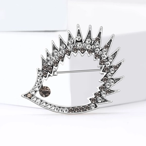 Cute retro hedgehog brooch with sparkling rhinestones set in a silver alloy base