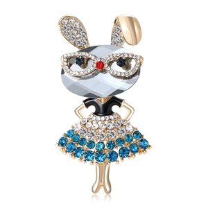 Spilla da Ragazza con Coniglio in Lega di Strass alla Moda Spilla con Personaggio Animale Carino Gioielli per Decorazione di Cappotti e Maglioni da Donna