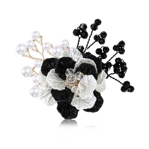 Broche Fleur Tissée à la Main en Alliage de Mode Coréenne Élégante Strass Fausse Künstliche Perle Corsage Épingle pour Femmes Bijoux de Banquet