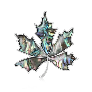Elegant Alloy Abalone Shell Maple Leaf Brooch Iridescent Mother Of Artificial Pearl Pin For Women Clothing Decoration Floral Accessory