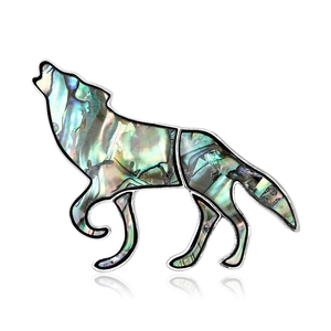Vintage Alloy Abalone Shell Wolf Brooch For Men Iridescent Wolf Head Lapel Pin Fashion Suit Corsage Animal Jewelry Gift