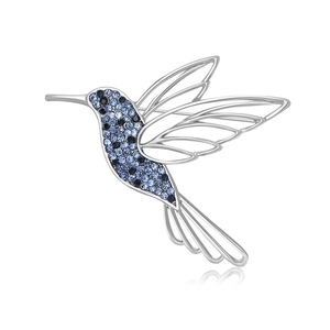 Fashion Alloy Rhinestone Hummingbird Brooch For Women Cute Animal Crystal Lapel Pin Jewelry Accessory For Suits Shawls
