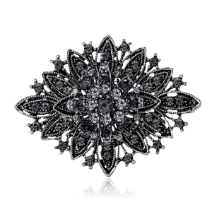 Vintage Luxurious Alloy Rhinestone Floral Brooch For Women Elegant Bridal Wedding Corsage Accessory Fashion Jewelry Gift Pin
