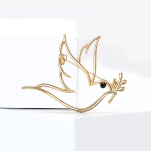 Broche de Mode en Alliage Creux Colombe de la Paix Avec Branche d'Olivier Or Argent Oiseau Épingle pour Femmes Hommes Accessoires de Vêtement