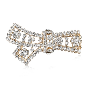 Elegant Alloy Rhinestone Hollow Bow Brooch High-End Sparkling Ribbon Pin For Women Clothing Accessories Wedding Party Jewelry Gift