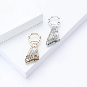 Exquisite triangle soda pull tab brooches with crystals in gold and silver finish