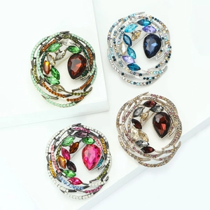 Fashion alloy bird nest brooches set with crystal rhinestones in four vibrant colors
