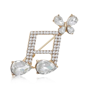 Élégante Broche en Alliage de Strass Papillon et Note de Musique Accessoires de Bijoux de Corsage Coréen pour Femmes