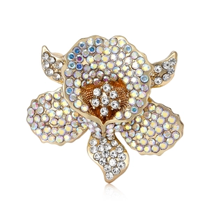 Eleganter Pfingstrose Brosche Legierung Strass Eingelegter Stift Für Damen Mode Schmuck Dekoration Zubehör Für Hochzeit