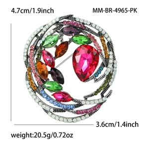 Fashion alloy nest brooch with colorful crystal stones for women's apparel accessory