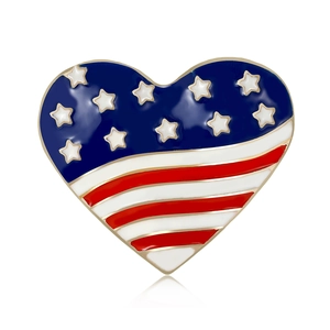 Broche Cœur Drapeau Américain en Émail pour Hommes Femmes Alliage USA Fête de l'Indépendance Bijoux Patriotiques Accessoire Badge