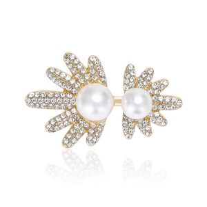 Broche Élégante en Alliage Forme de Feuille Avec Künstliche Perle d'Imitation Strass Étincelants Broche pour Femmes Accessoire de Veste