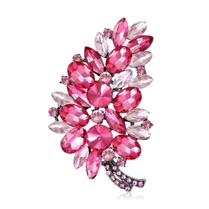 Broche Feuille en Verre de Cristal et Alliage Vintage pour Femmes Incrustée de Strass Broche Élégante pour Robe Costume